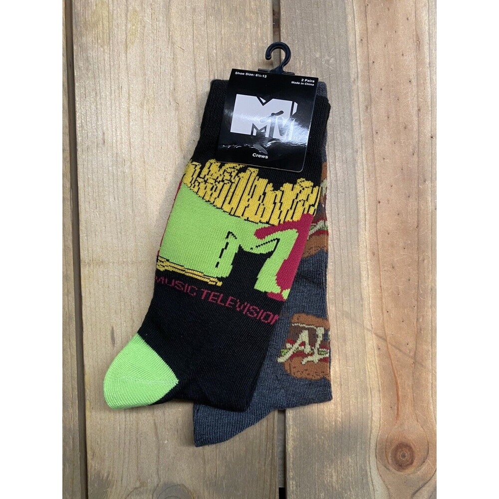 MTV Crew Socks *2 Pairs* Hamburger & French Fries NWT Shoe Size 6.5 -12